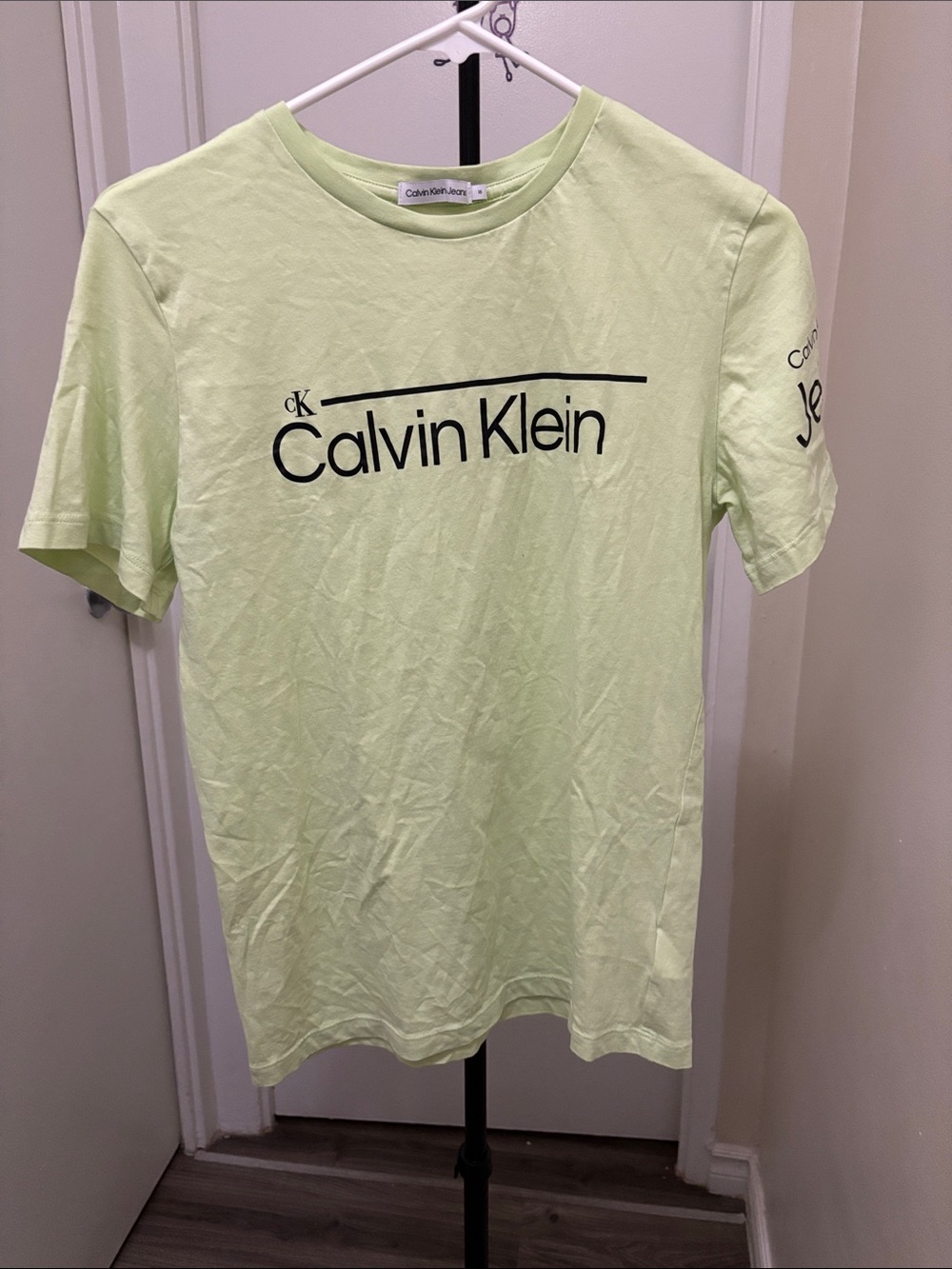 Calvin Klein Men's Light Lime Green Logo Short Sleeve Tee